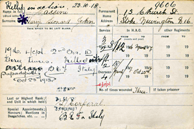 Harry Cassini's HAC Service card