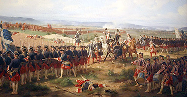 The Gardes fran&ccedil;aises and Grenadier Guards invite each other to fire first at the Battle of Fontenoy, 1745 – courtesy of Wikimedia