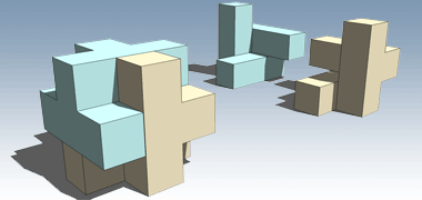 a pair of basic cubes and their component parts