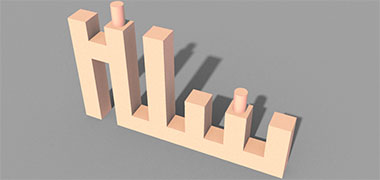 A theoretical element for a constructional mushrabiya based on a Kufic rendering of the word &lsquo;salaam&rsquo;, with dowels