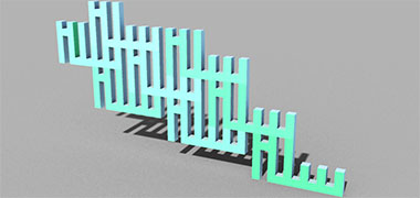 Grouping of mushrabiya units based on a Kufic rendering of the word &lsquo;salaam&rsquo;