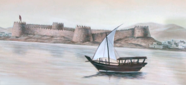 The fortress of Sheikh Salmeen bin Nasser Al-Bidaa in the year 1822 AD – I believe courtesy of The British Library