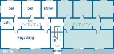 Rough plan of a floor of a 1960s two storey apartment block