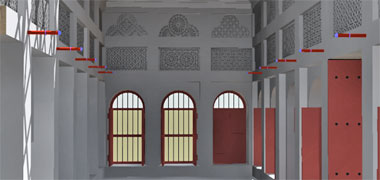 A view down a notional majlis illustrating window levels