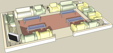 Notional layout of an ordinary modern majlis with central access