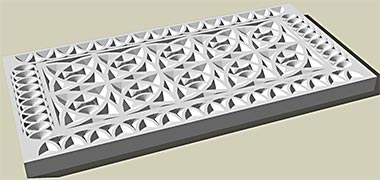 Illustration of a simple pattern on a naqsh panel with decorated border
