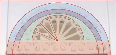 Setting out of the design for a ventilating naqsh panel over an internal door