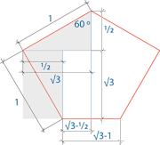 Relevant lengths of the pentagon described above