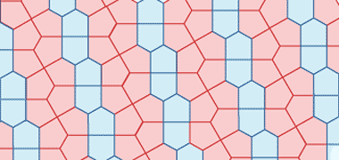 Examples of the Prismatic tile, left, and the Cairo tile, right