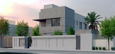 Developed screenshot of the front perspective of QDB's smallest Modern house