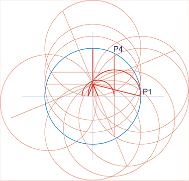 Construction lines of seventeen point geometry