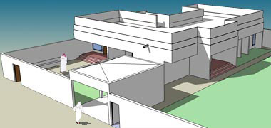 Oblique view of a revised public house design