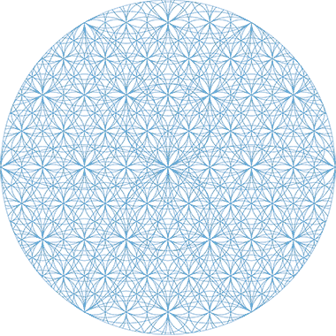 A grid formed by nesting circles of related proportions, with possible shapes