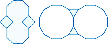 Combinations of octagons and squares, and dodecagons and equilateral triangles