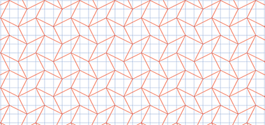 Construction for a pattern created with squares and lozenges on a square grid moved by four units