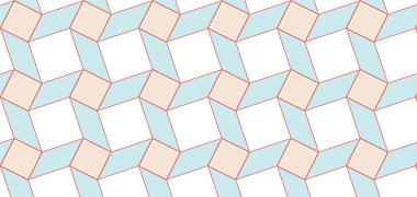 Pattern created with squares and lozenges on a square grid moved by five units