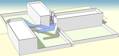Air flow over buildings