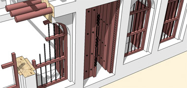 General illustration of a window frame in its surrounding structure