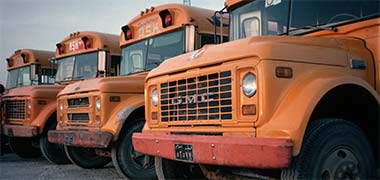 Part of a contractor&rsquo;s fleet of buses for the Hotel and Conference Centre, 1980