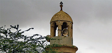 The top of a mosque manara at al-Athba
