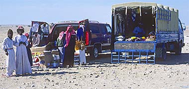 Badu with a range of items to sell