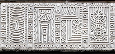 A pre-cast concrete panel by the artist William Mitchell