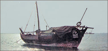 A boom sitting in the bay