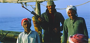 Some of the crew of a border patrol vessel