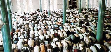 Men at prayer in the Grand Mosque – from an old Government publication