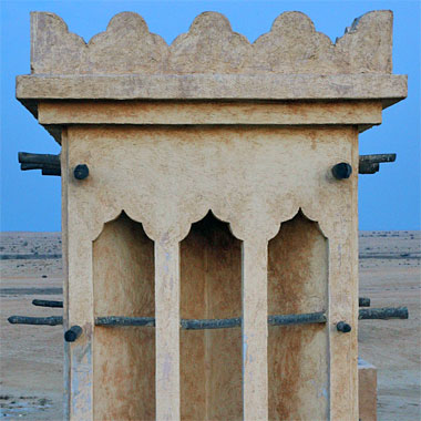 A reconstructed wind tower at Zikreet