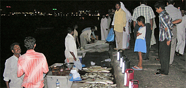 Fish being sold on the corniche during Ramadthan
