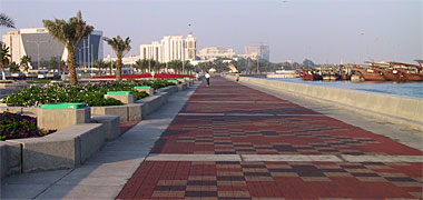 A view along the pedestrian pathway beside the sea