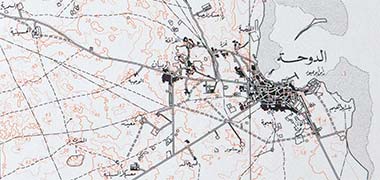Arabic map showing Doha