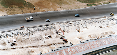 An aerial view of the Corniche under construction