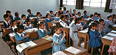 A typical girls&rsquo; primary school classroom – from an official government photograph