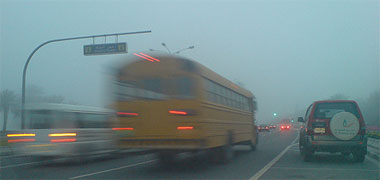 Fog on a Doha street
