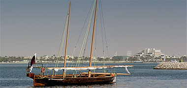 A jaliboot in the bay at Doha