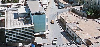 The Labour and Social Affairs building viewed from the minaret of the Sheikhs&rsquo; mosque, 1974