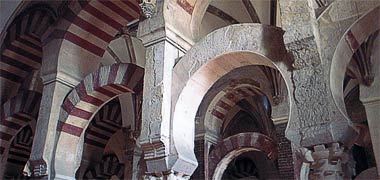 A detail of the interior of the Mezquita, Cordoba, Andalucia