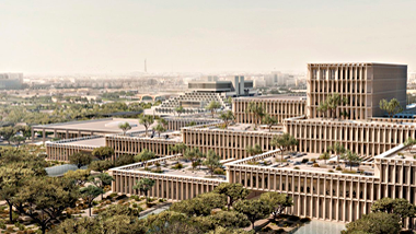The proposed new Ministry of Foreign Affairs with the Post Office in the background looking approximately south-west – permission requested