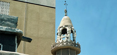 The minaret of a mosque in Doha, July 1975