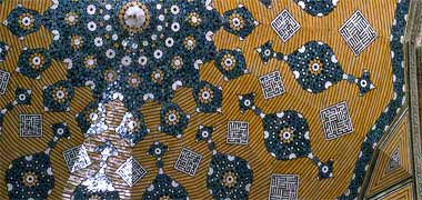 A detail of a ceiling in the Masjed-e Shah in Isfahan, 1975