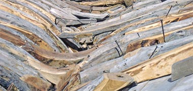 The traditional construction of craft using unplaned timber