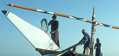 The painted prow of a traditional country craft