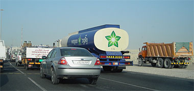 Traffic on one of the main distributors in Doha