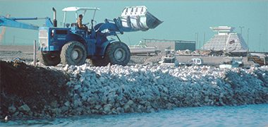 Work being carried out on the shaping of the Corniche