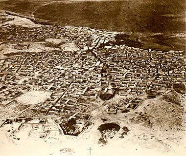 An oblique aerial view of Doha, looking from the south-east