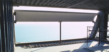 Internal view of the solar screens to the Hotel and Conference Centre 1978