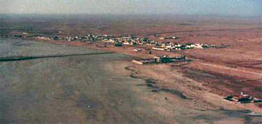An aerial view, looking south, of Sumaismah in the 1980s