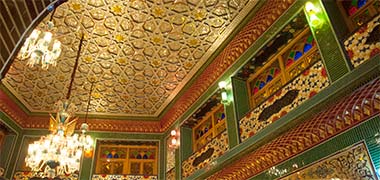 Detail of part of the ceiling of a restaurant in suq Waqf